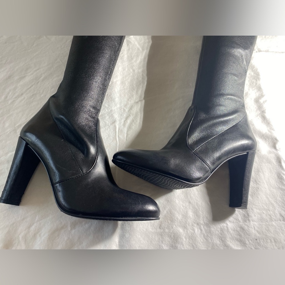 Stuart Weitzman Highland Black Leather over the knee boots 10.5